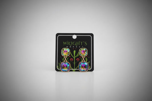 Double Crystal Octagon Earrings