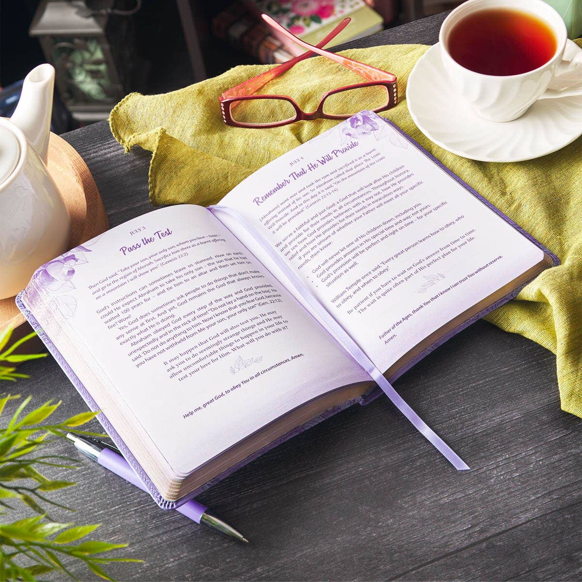 💜 Strong and Courageous Purple Faux Leather Devotional
