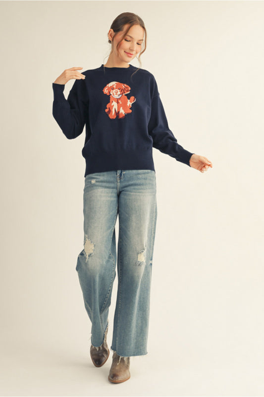 Drop Shoulder Puppy Sweater Top