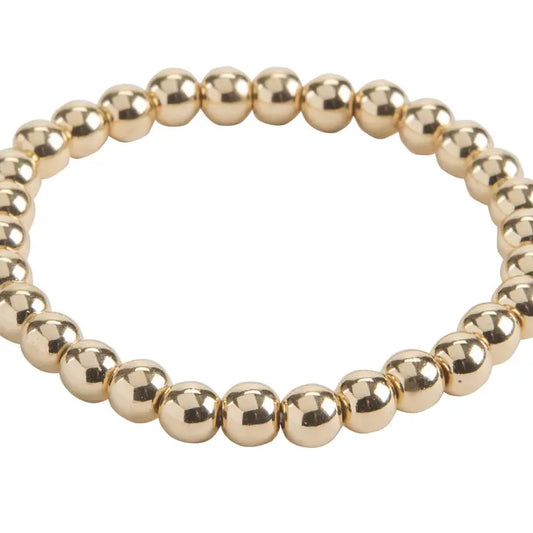 6mm Gold Metal Bead Stretch Bracelet