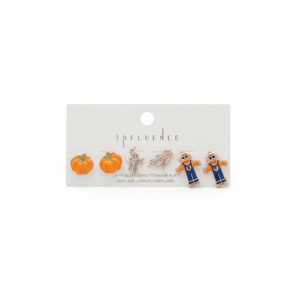 Pumpkin Patch Trio Stud Earring Set