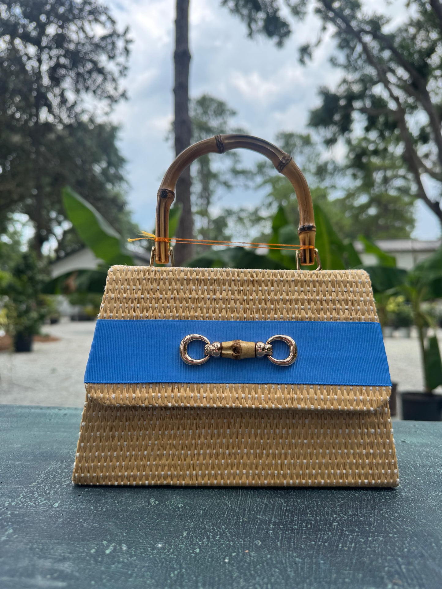 Straw Lulu Capri Band Bamboo Toggle hand bag