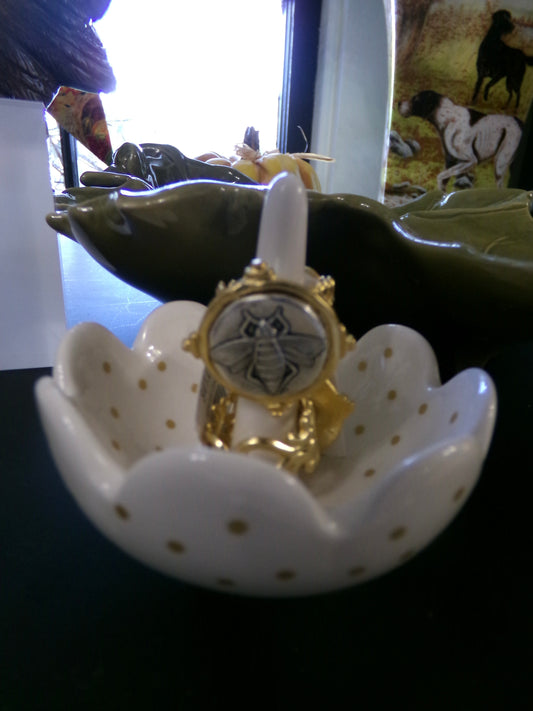 Handcast Gold & Silver Bee Ring
