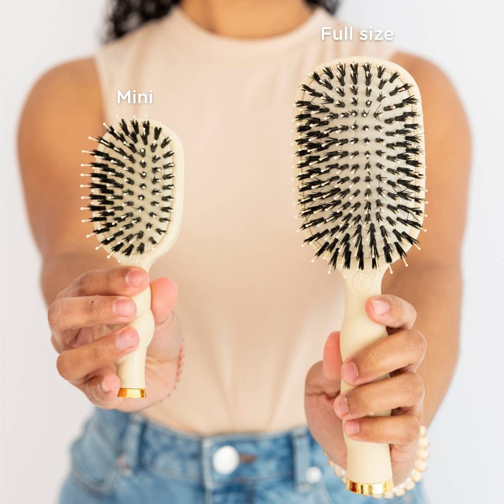 TELETIES® Mini Boar Bristle Hair Brush – Tan