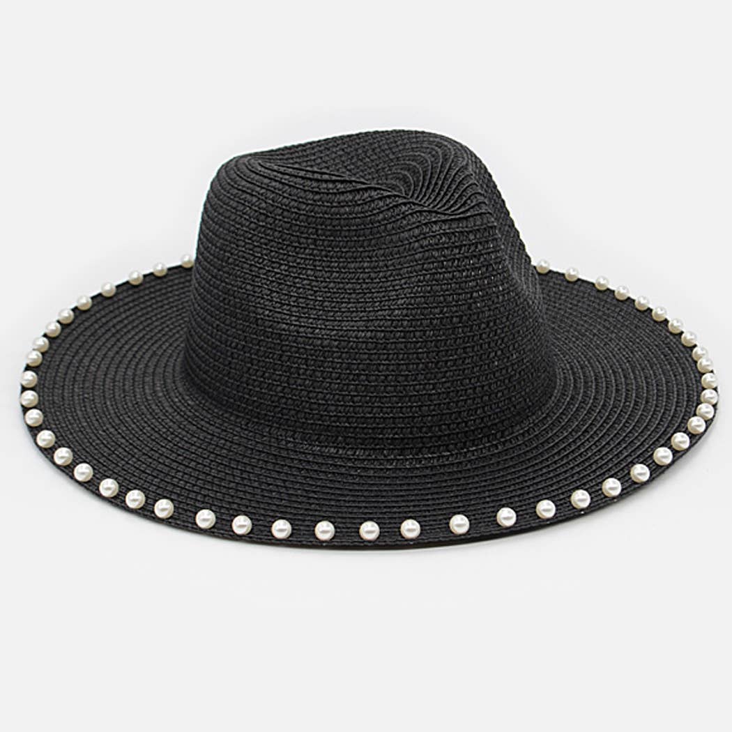 Beaded Straw Boater Hat