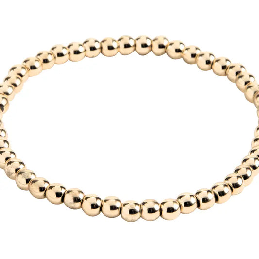 4mm Gold Metal Bead Stretch Bracelet