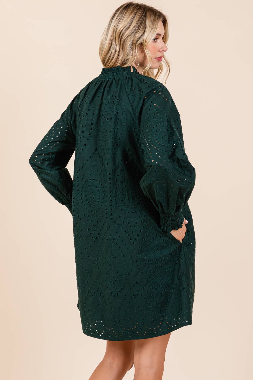 Evergreen Eyelet Mini Dress