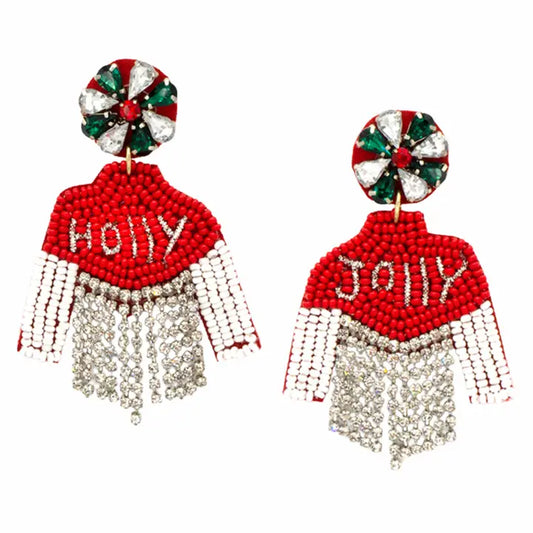 Holly Jolly Seed Bead & Rhinestone Sweater