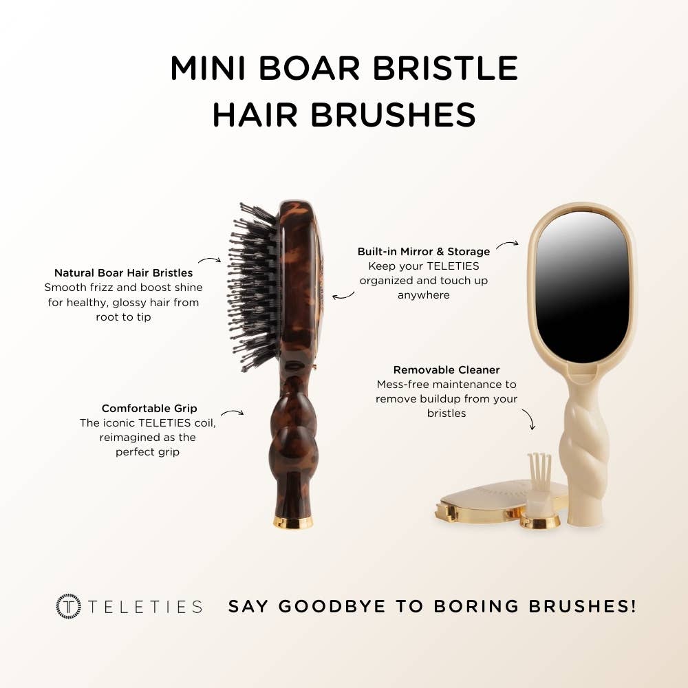 TELETIES® Mini Boar Bristle Hair Brush – Tan
