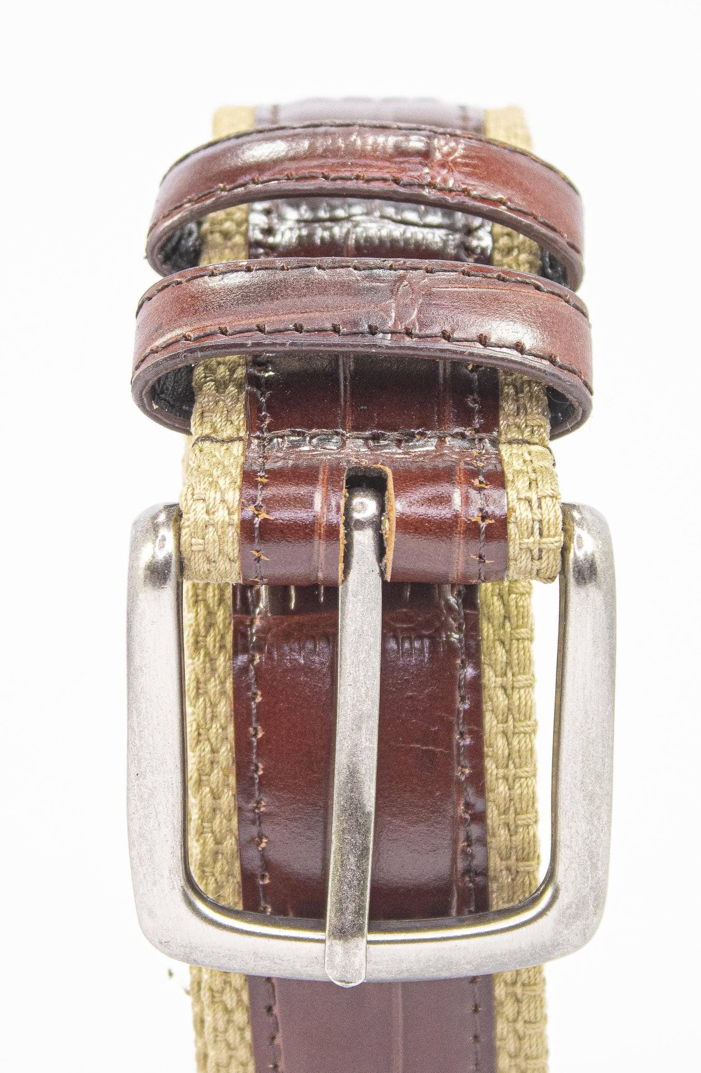 Georgia Southern Eagles Khaki Webbed Belt With Croc Leather Inlay