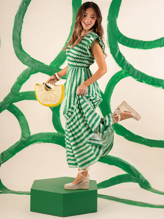 Emily McCarthy Grace Maxi - Mist Green Stripe