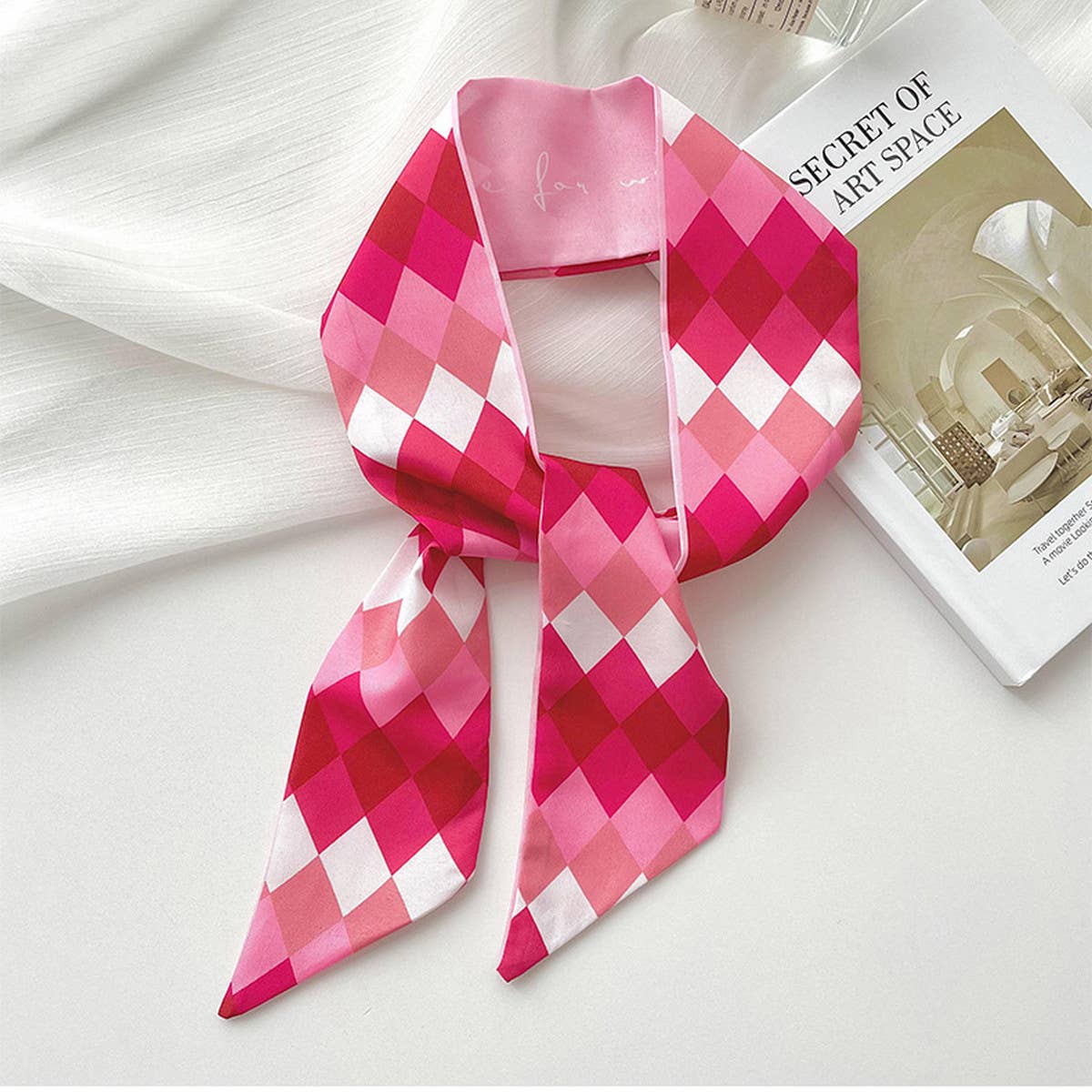 Pink Floral Skinny Scarf