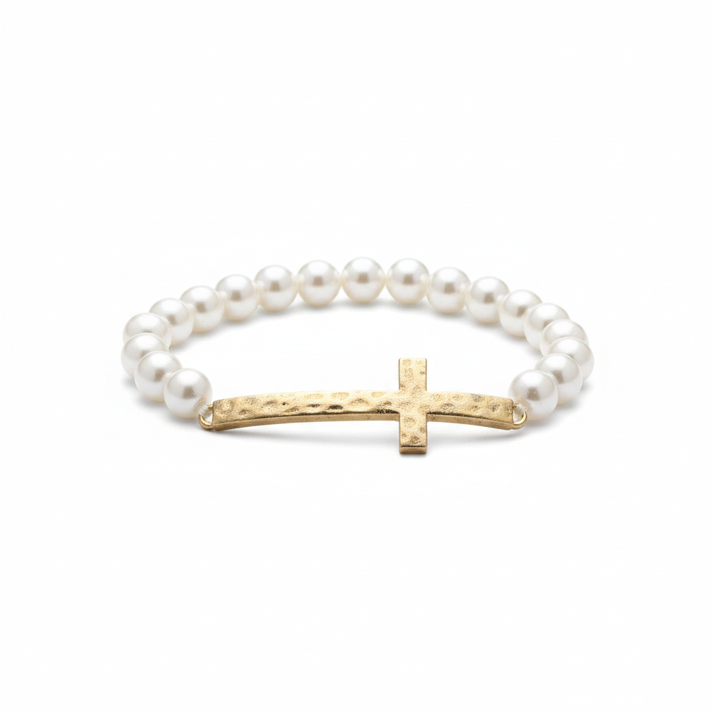 Grace and pearls cross bracelet