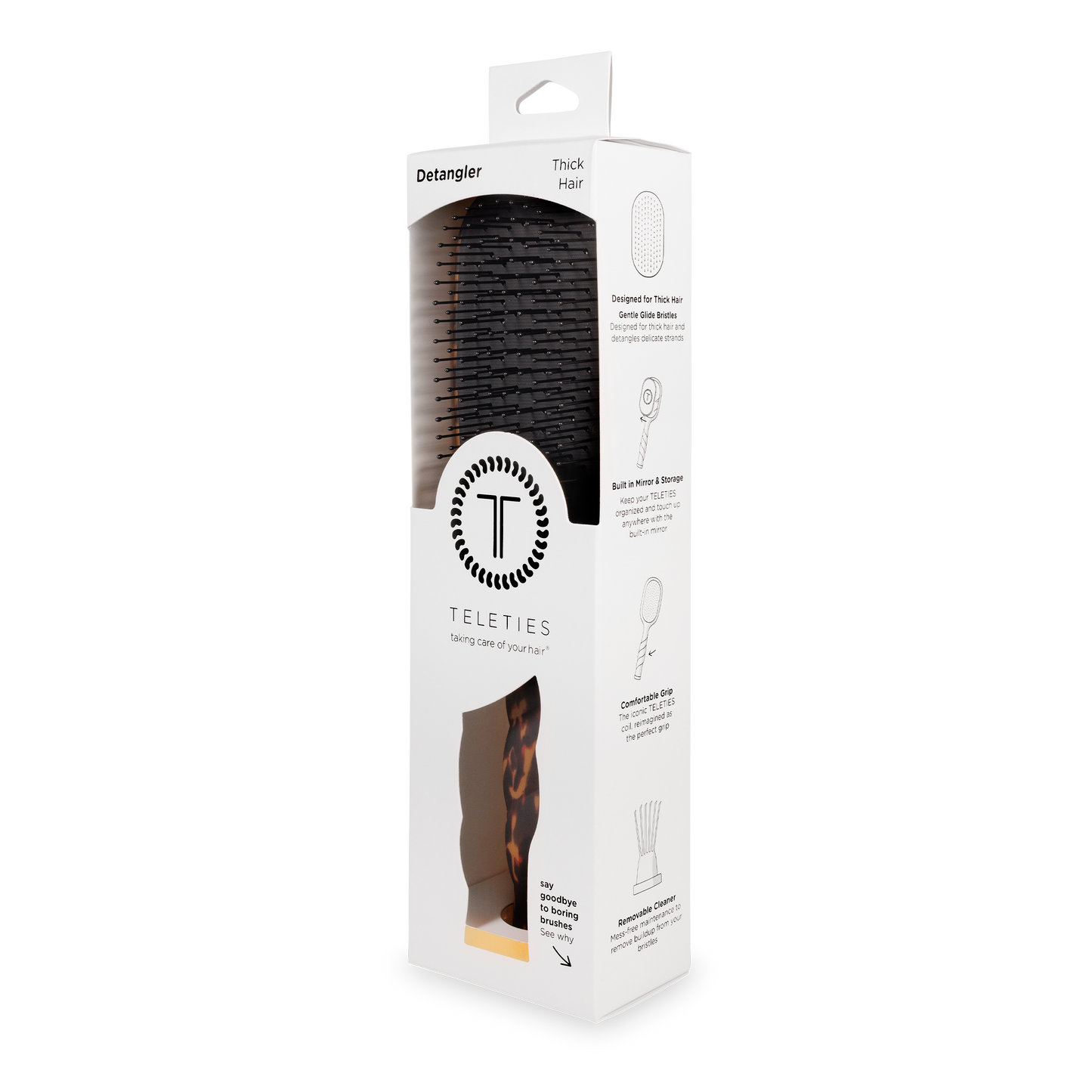 TELETIES® Detangler Hair Brush for Thick Hair – Tortoise
