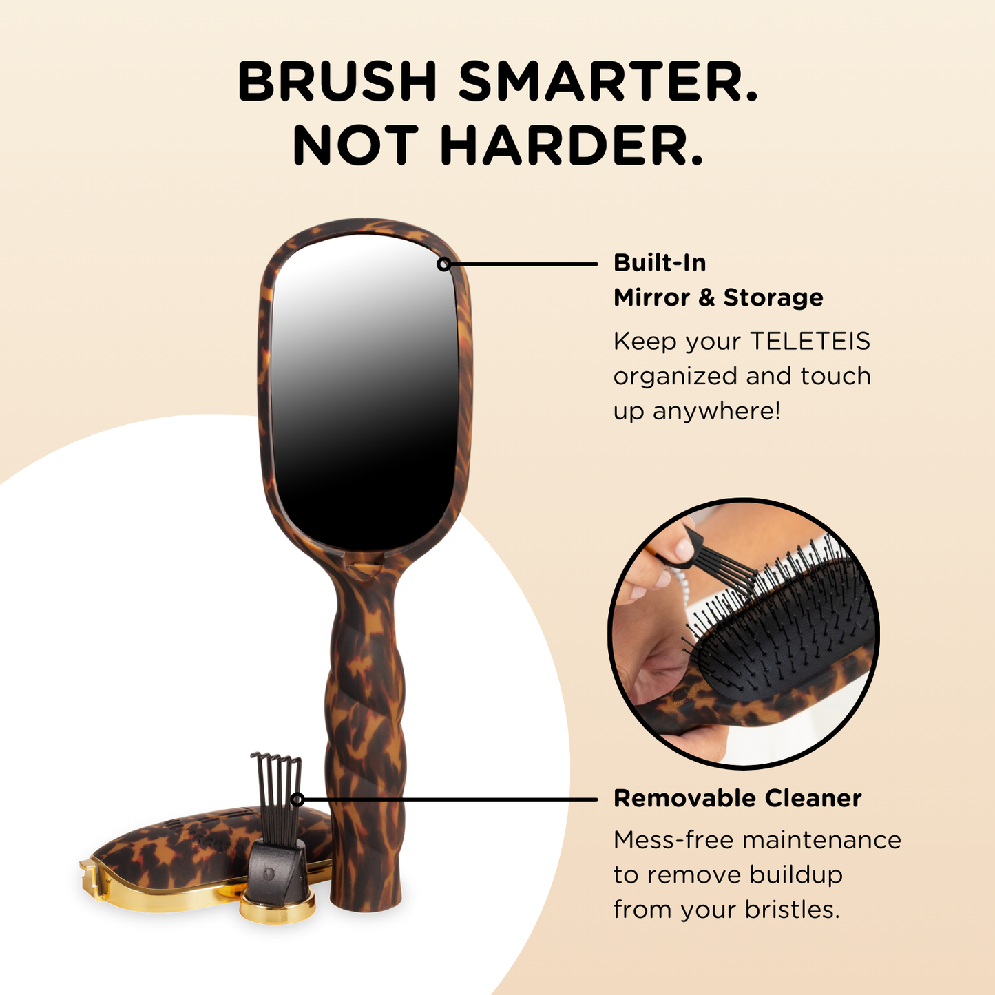 TELETIES® Detangler Hair Brush for Fine Hair – Tortoise