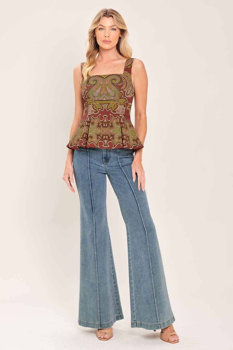Autumn Paisley Peplum Top