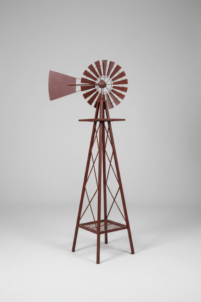 6-Foot Tall Metal Windmill Garden Accent