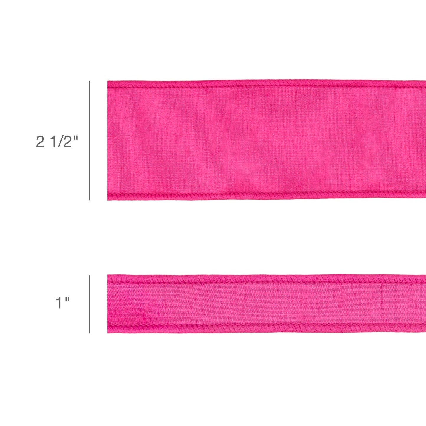 2 1/2" Wired Dupioni Ribbon | Hot Pink w/ Metallic Fused Backing | 10 Yard Roll