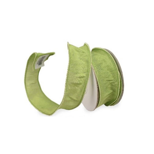 Faux dupioni 1.5''  X 10 YD Lime Ribbon