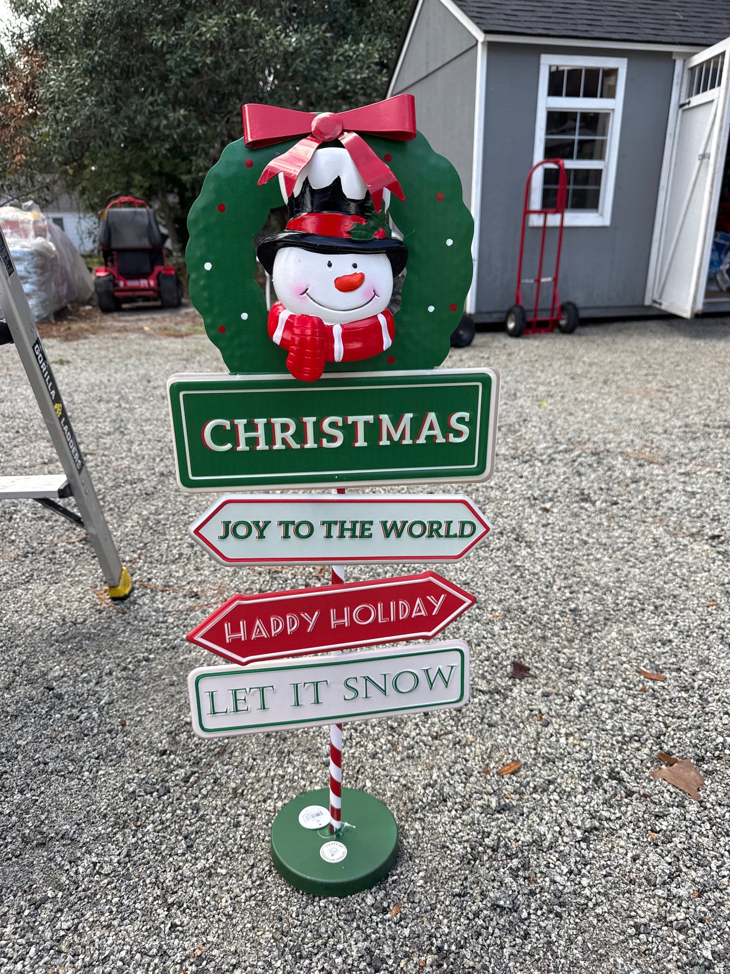 Christmas Sign with Snowman Head
