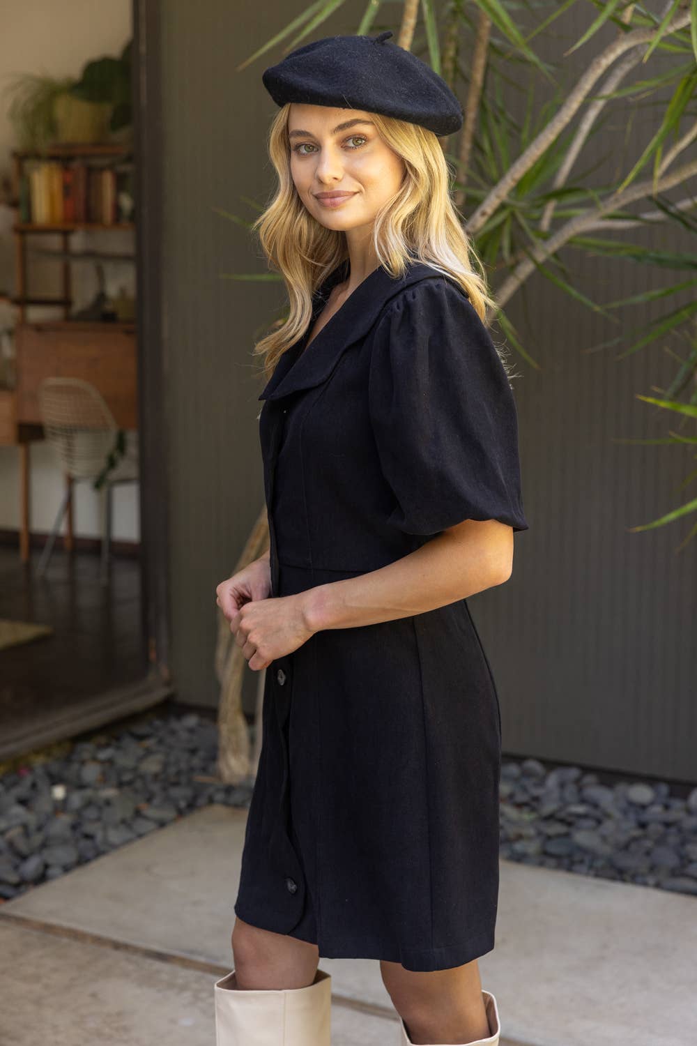 Scallop Detailed Button-Down Mini Dress