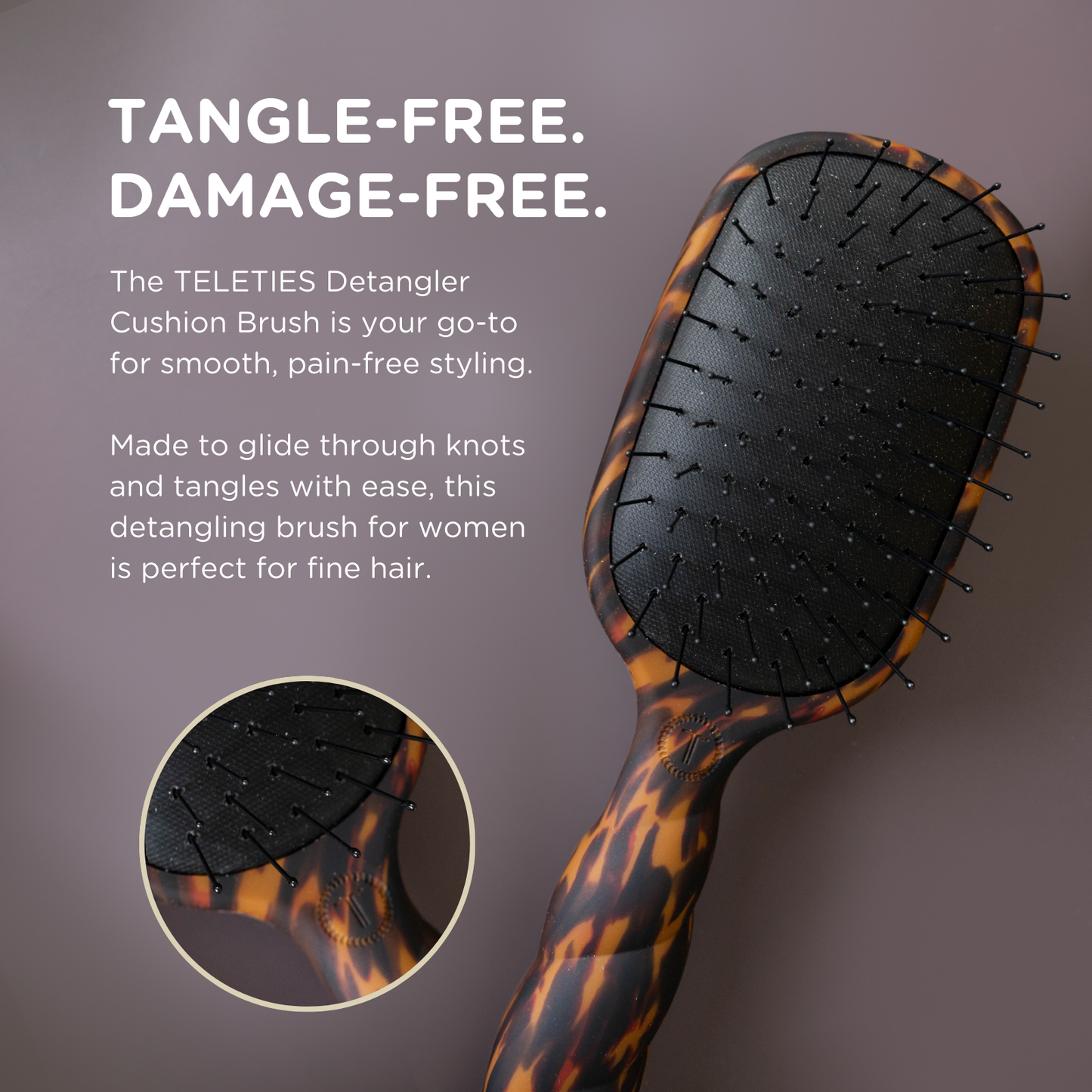 TELETIES® Detangler Hair Brush for Fine Hair – Tortoise