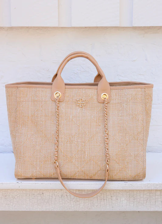Melissa Tote Bag - Natural Lattice Tan