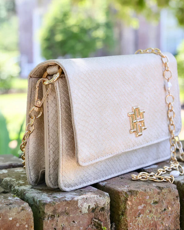 Brynleigh Clutch Crossbody- Shimmer Champagne
