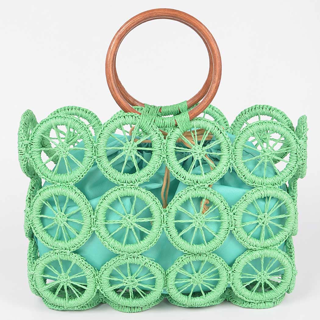 Monotone Crochet Handbag.: Green