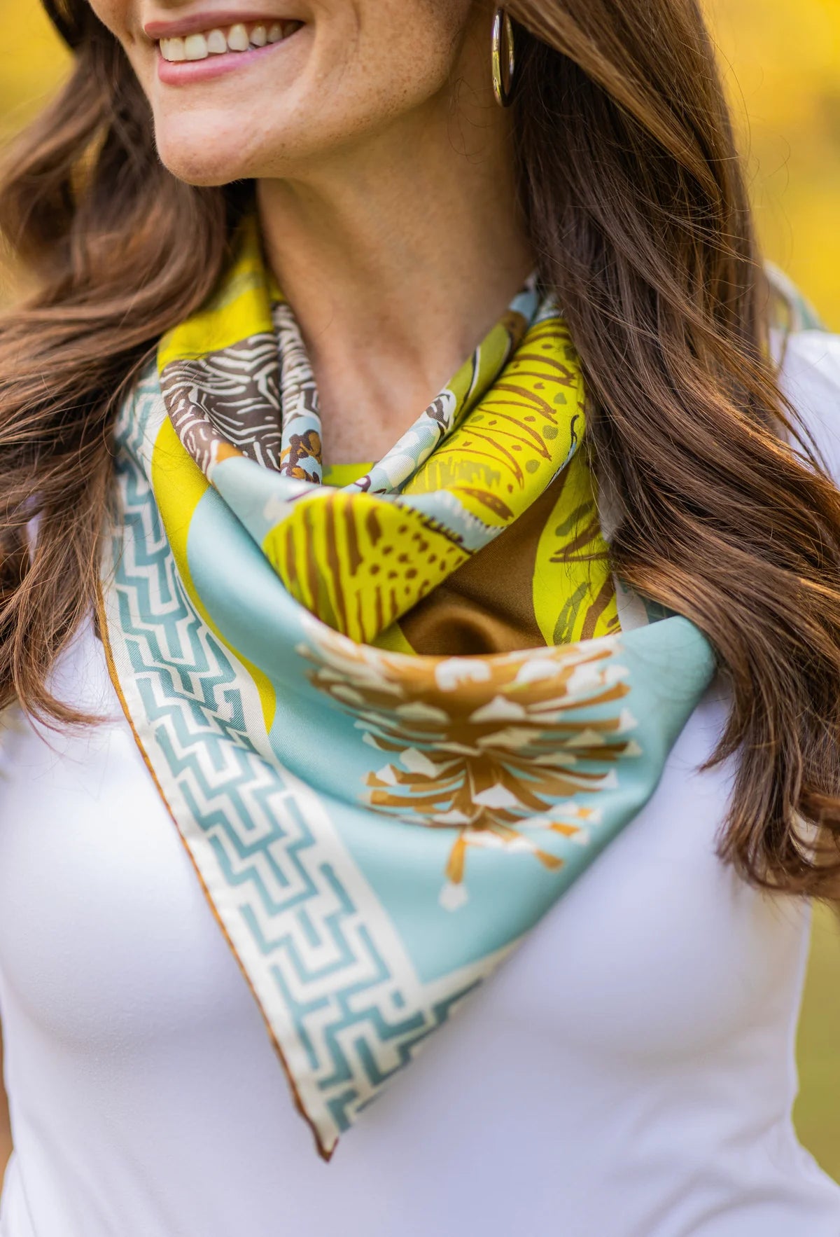 Austin Williams Chartreuse Quail Pair 25x25 Scarf