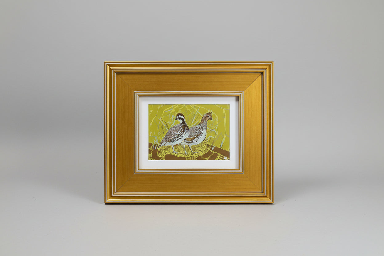 Chartreuse Bobwhite Quails 5x7 Framed Art by Austin Williams
