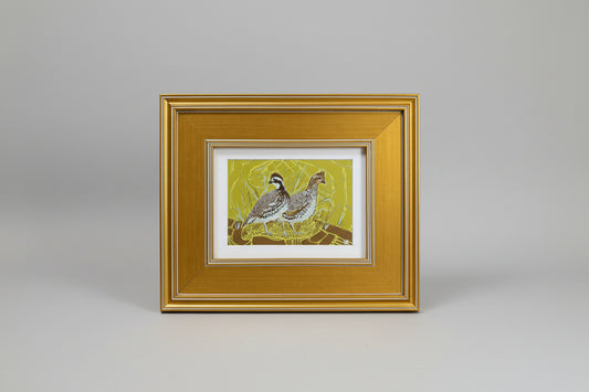 Chartreuse Bobwhite Quails 5x7 Framed Art by Austin Williams
