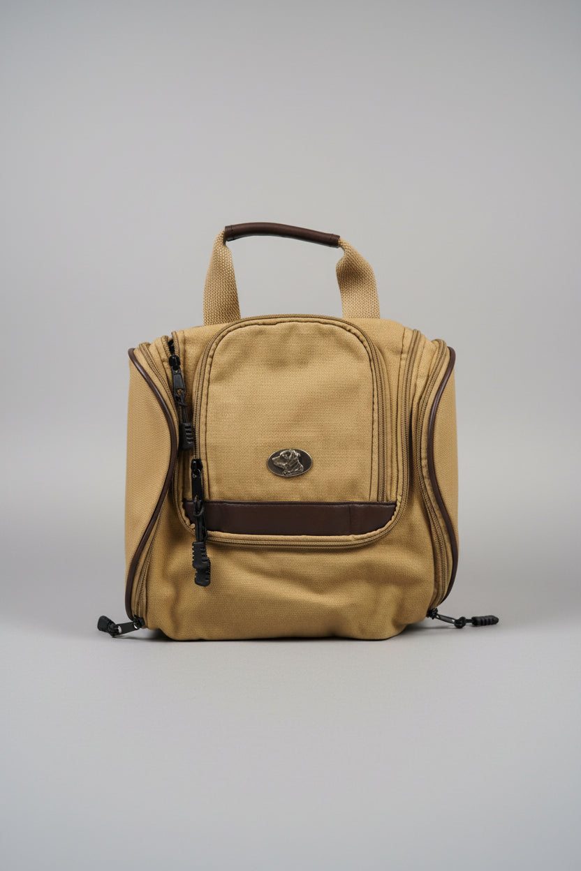 Zep-Pro Khaki Canvas Hanging Toiletry Kit Gunmetal Concho- Lab