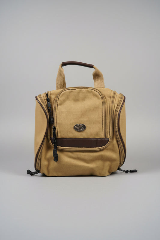 Zep-Pro Khaki Canvas Hanging Toiletry Kit Gunmetal Concho- Lab