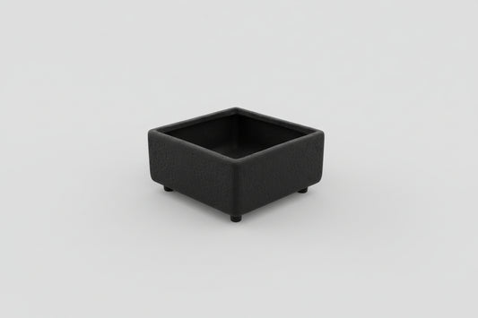 Square Footed Pot 11 x 11 x 5.5 Volcanic Ash Matte Black