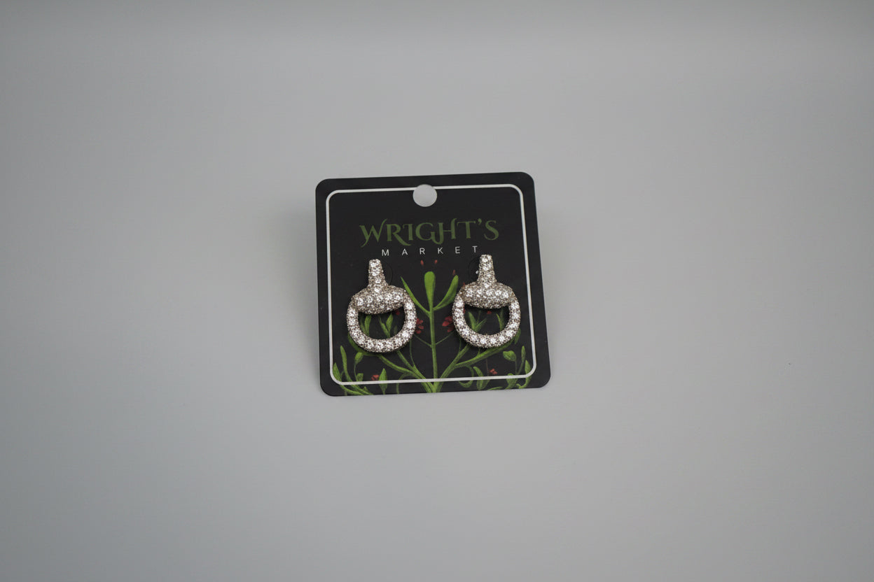 Pave CZ Horsebit Earrings