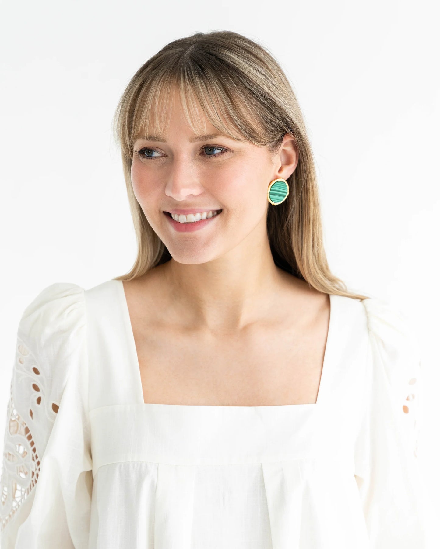 Susan Shaw Ida Stud Earrings (Emerald Green)