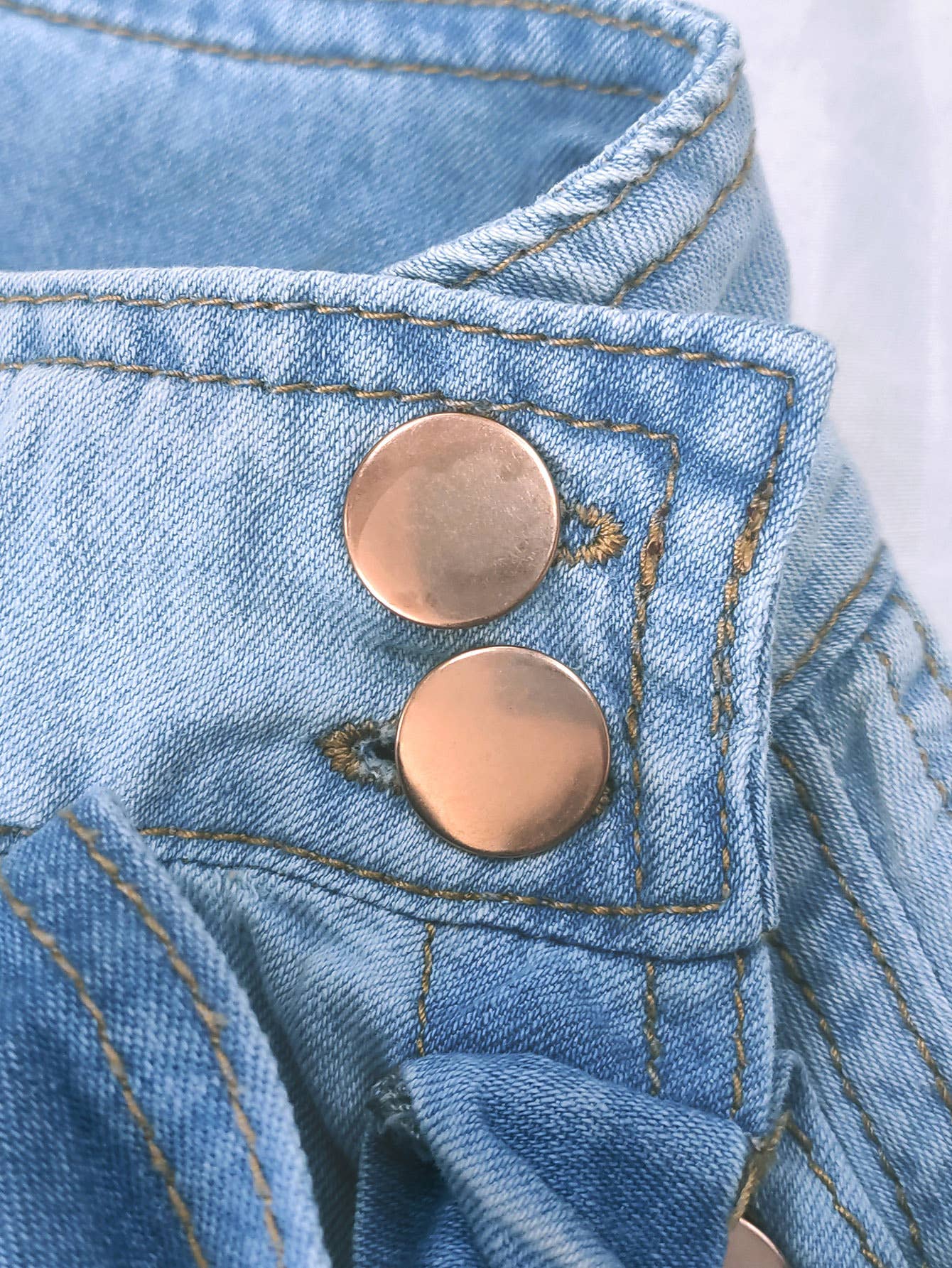3/4 sleeve loose puff sleeve denim blouse