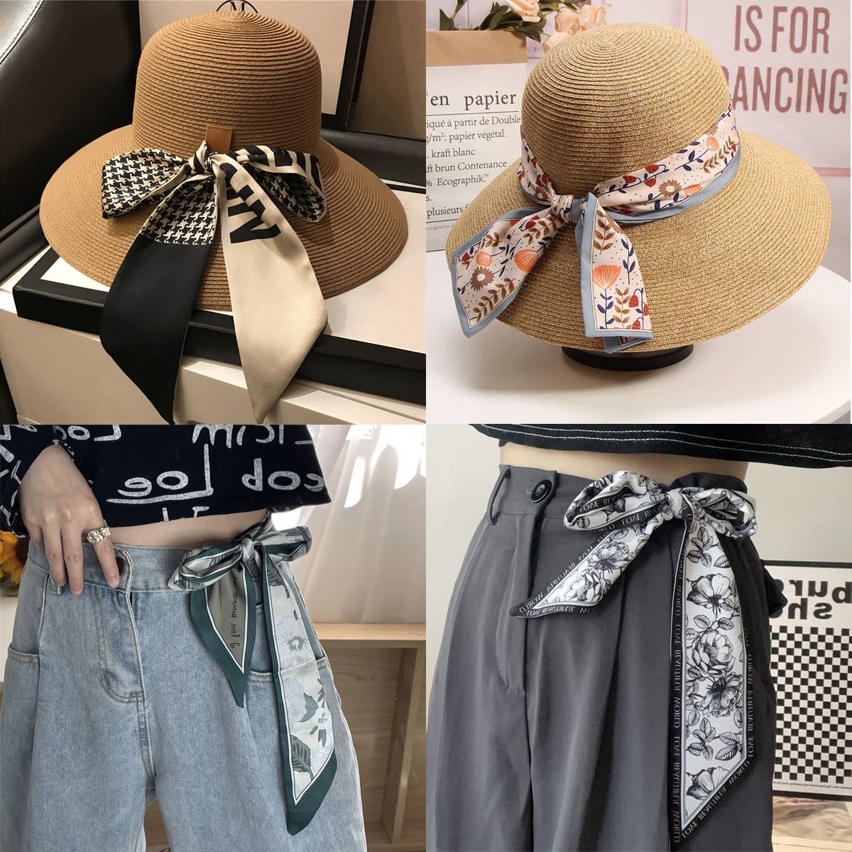 Floral Letter Scarf Hair Tie Ribbon