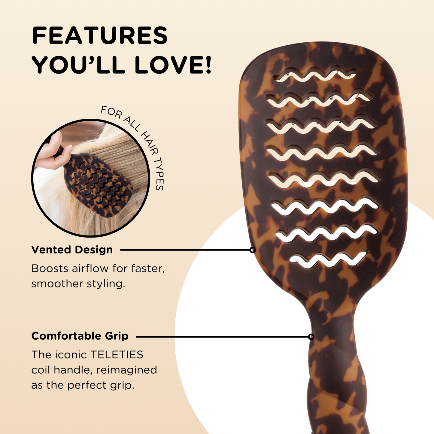 TELETIES Vented Blowout Brush – Tortoise
