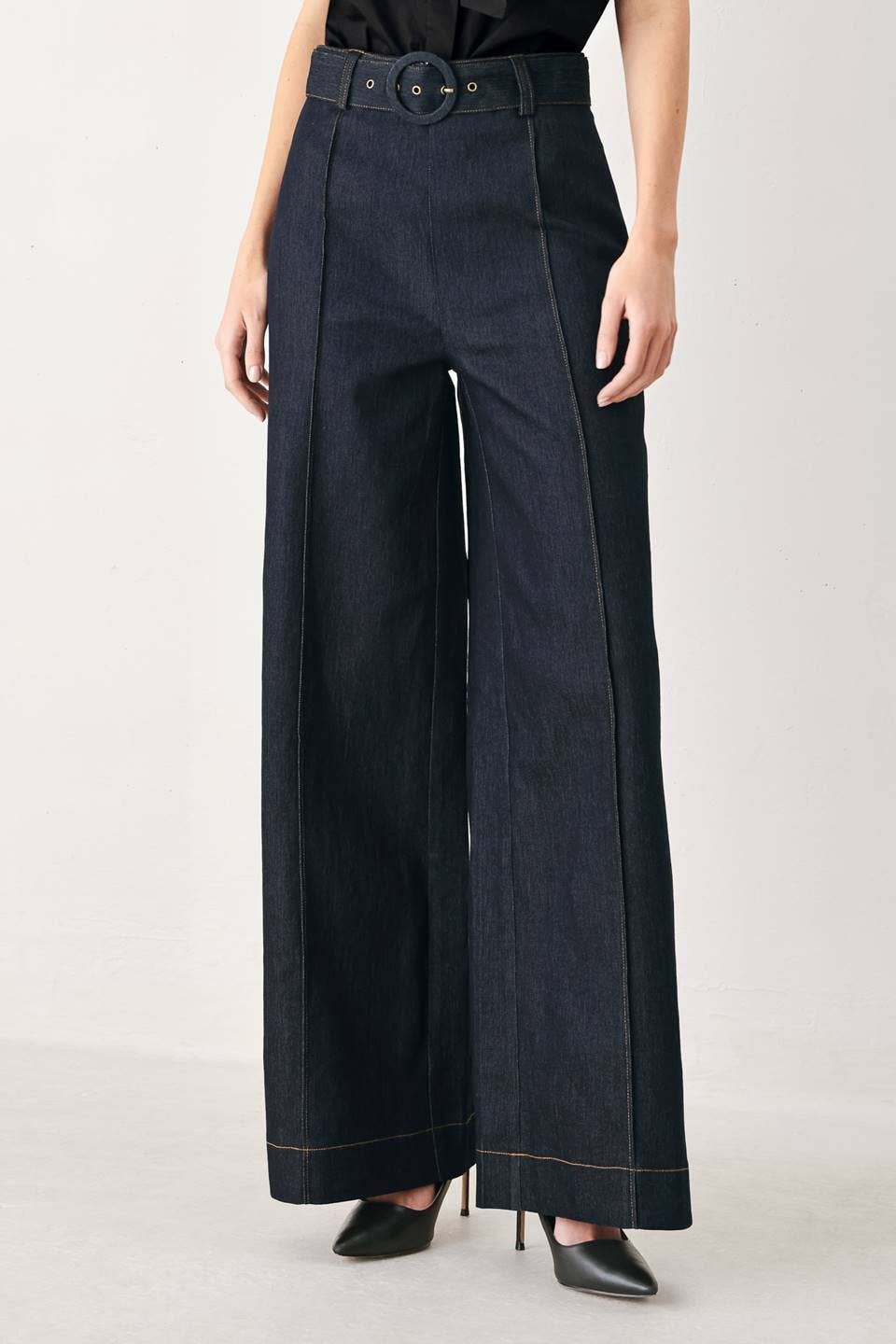 Belted denim pant