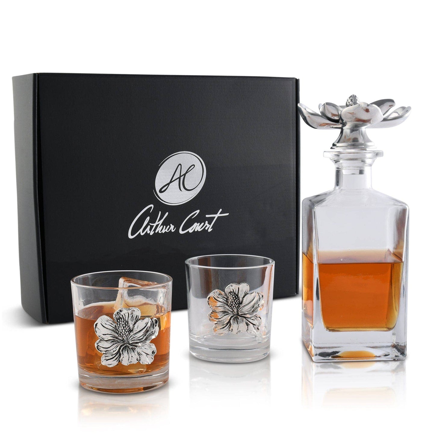 Arthur Court Magnolia Decanter Set with Glasses