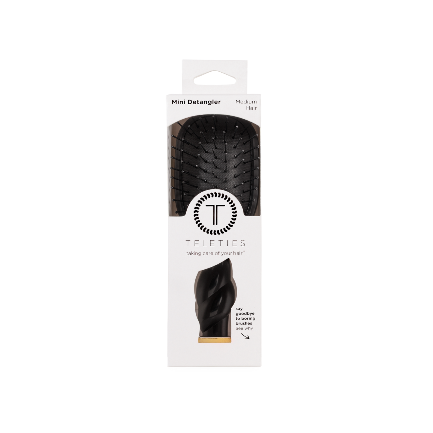 TELETIES® Mini Detangler Hair Brush – Jet Black