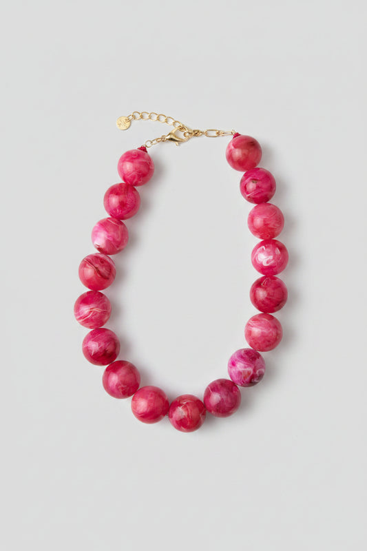 25mm Marble Ball Necklace Fuchsia