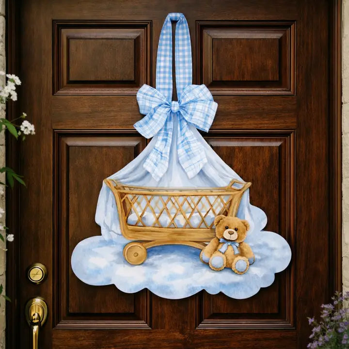 Large Designer Baby Girl or Baby Boy Door Hanger