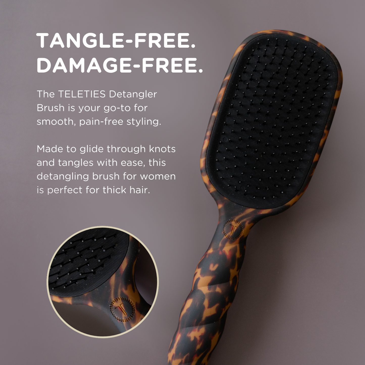 TELETIES® Detangler Hair Brush for Thick Hair – Tortoise