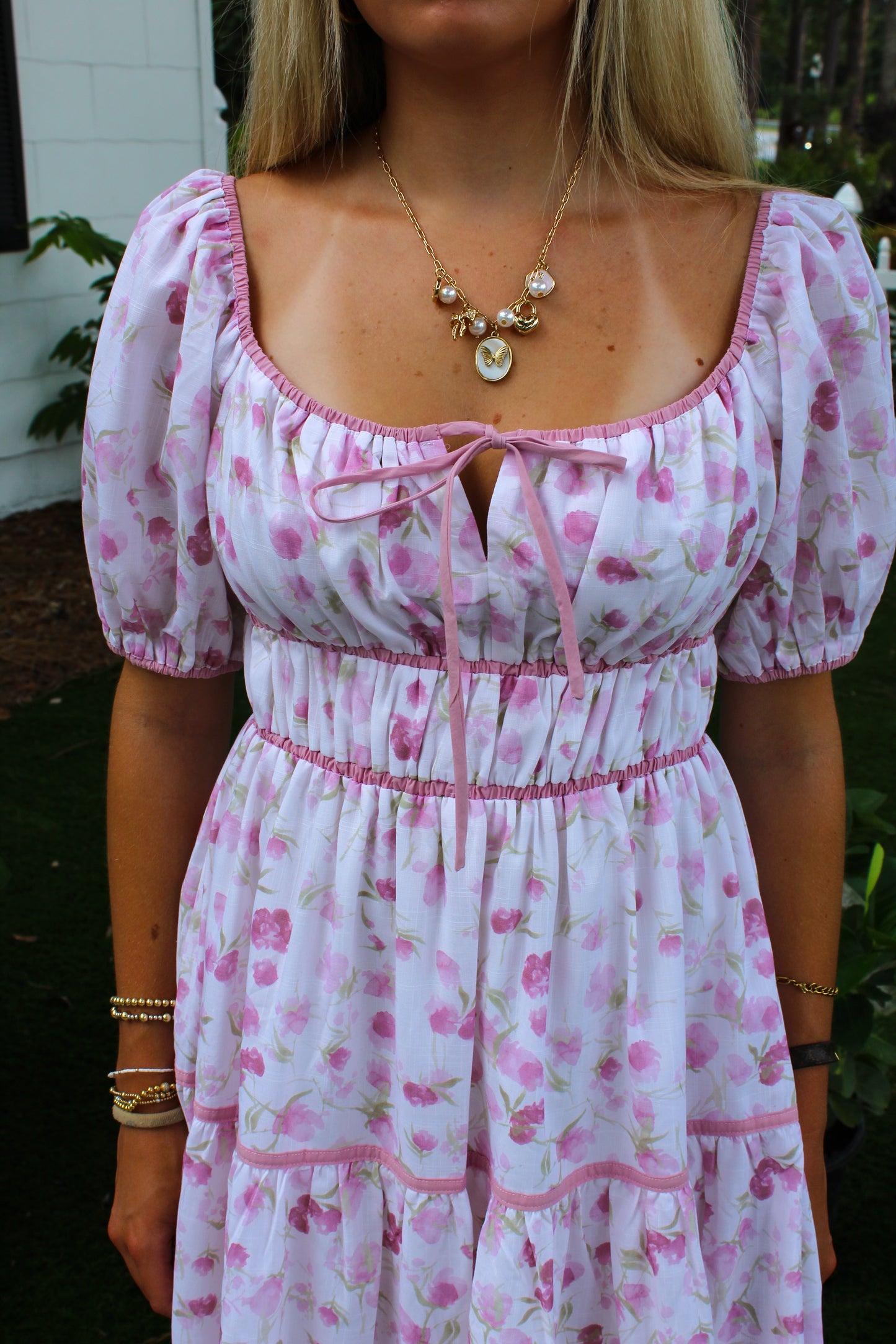 Ivory & Pink Floral Maxi Dress