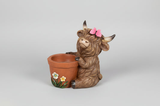2 Assorted Poly Hairy Cow with Pots