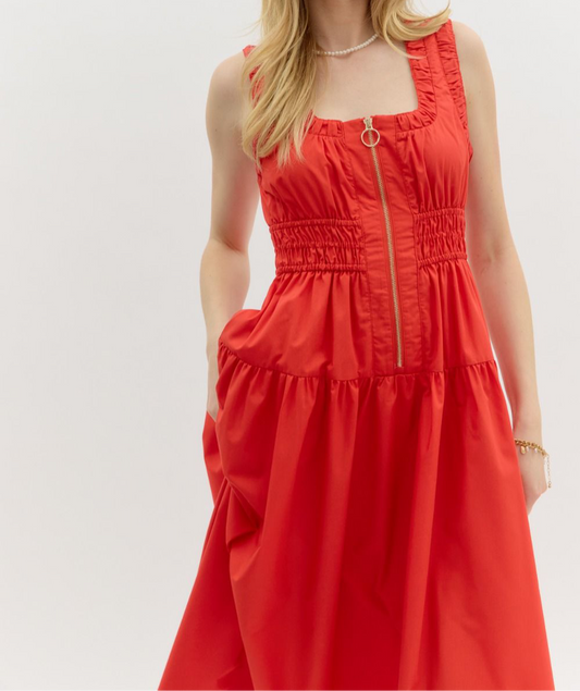 Radiant Rouge Midi Dress