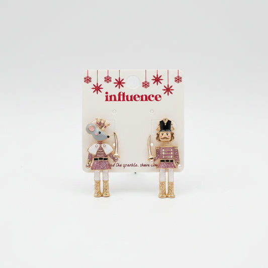 Mouse King & Nutcracker Glitter Earrings